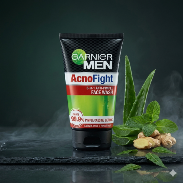 Garnier Men Acno Fight Anti-Pimple Face Wash 100ml - Suits All Skin Types, Including Sensitive And Acne-Related Skin Issues