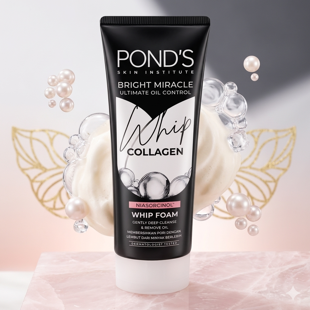 Ponds face wash collagen 1 Ponds's Bright Miracle Whip Collagen Niasorcinol Whip Foam, For Oily Skin, 100g - Image 1