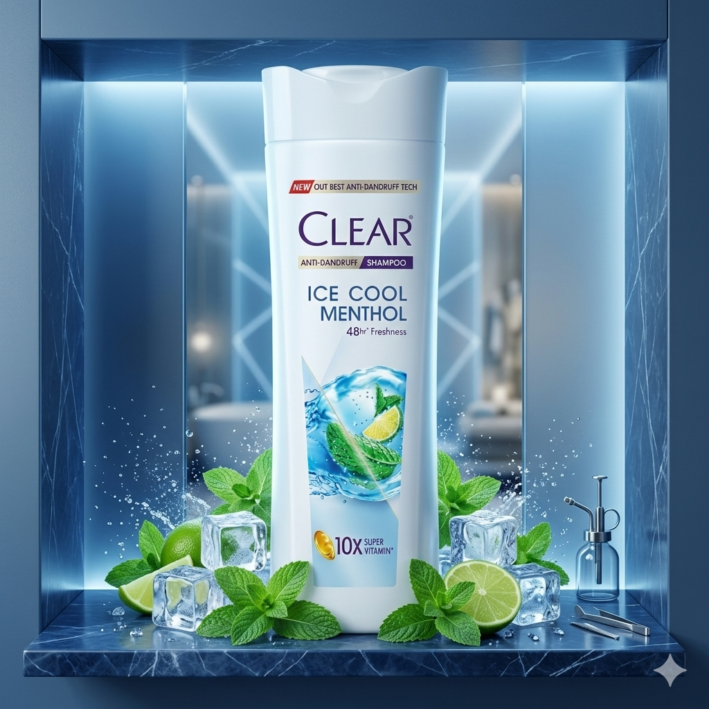 clear shampoo ice cool 1 Clear Anti-Dandruff Ice Cool Menthol Shampoo, Thai, 300ml - Image 1